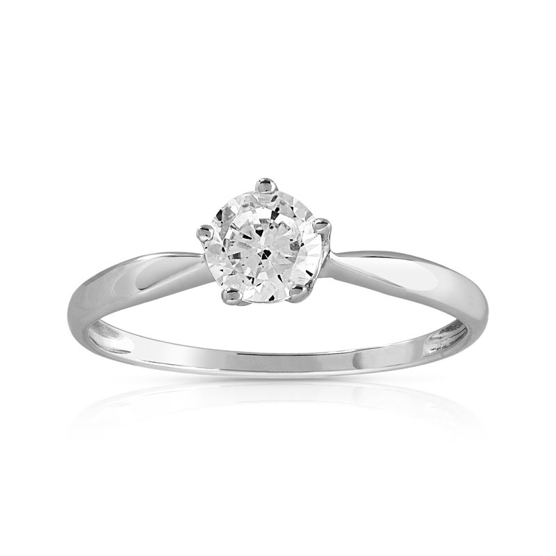 Bague or 375 blanc zirconia - vue 1