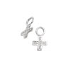 Paire breloques or 375 blanc zirconia
