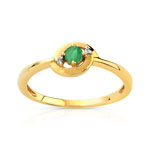 Bague or 375 jaune 2 tons &eacute;meraude et diamant