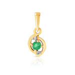 Pendentif or 375 jaune 2 tons &eacute;meraude et diamant