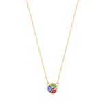 Collier or 375 jaune 2 tons pierres pr&eacute;cieuses et diamant
