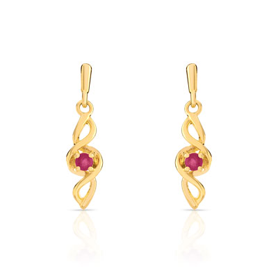 Boucles d oreilles or 375 jaune rubis