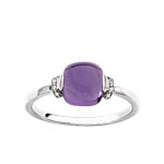 Bague or 375 blanc am&eacute;thyste et diamant