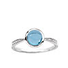 Bague or 375 blanc topaze bleue traitée et diamant