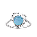 Bague or 375 blanc topaze bleue trait&eacute;e et diamant