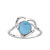 Bague or 375 blanc topaze bleue trait&eacute;e et diamant