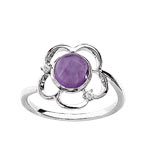 Bague or 375 blanc am&eacute;thyste et diamant