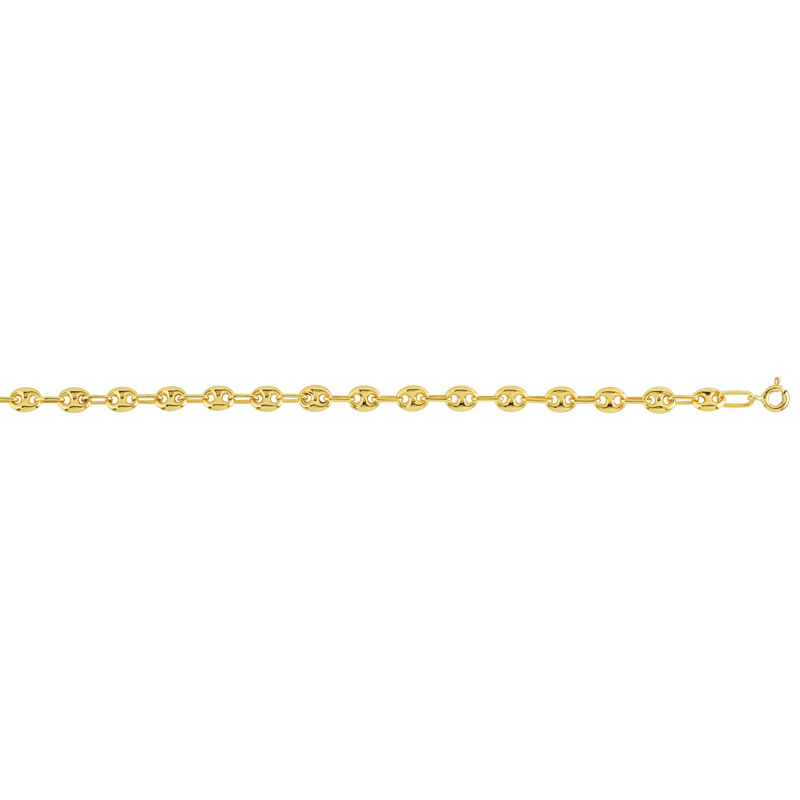 Bracelet or 375 jaune maille grain de café 18,5 cm