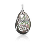 Pendentif or 375 blanc nacre noire