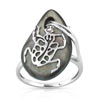 Bague or 375 blanc nacre noire