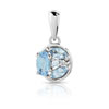 Pendentif or 375 blanc topaze traitée et diamant