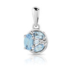Pendentif or 375 blanc topaze trait&eacute;e et diamant