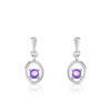 Boucles d'oreilles or 375 blanc améthyste