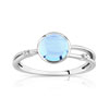 Bague or 375 blanc topaze bleue traitée et diamant