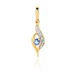 Pendentif or 375 2 tons saphir et zirconia