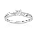 Bague or 375 blanc diamant et rubis
