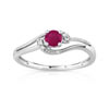 Bague or 375 blanc rubis et diamant