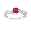 Bague or 375 blanc rubis et diamant