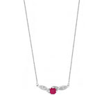 Collier or 375 blanc rubis et diamant
