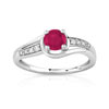 Bague or 375 blanc rubis et diamant