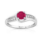 Bague or 375 blanc rubis et diamant
