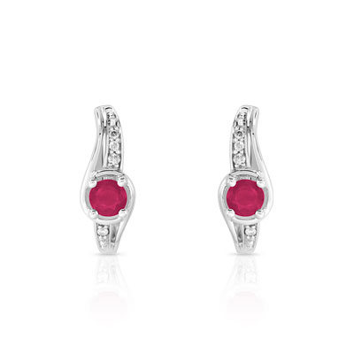 Creoles or 375 blanc rubis et diamant