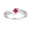 Bague or 375 blanc rubis et diamant