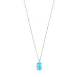 Collier or 375 blanc topaze bleue trait&eacute;e