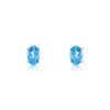 Clous d'oreilles or 375 blanc topaze bleue traitée