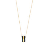Collier or 375 jaune c&eacute;ramique noire