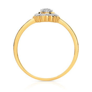 Bague or 375 2 tons fleur diamants