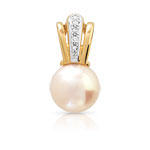 Pendentif or 375 2 tons perle de Chine diamant