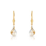 Boucles d&rsquo;oreilles or 375 2 tons perle culture chine diamant