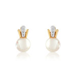 Boucles d&rsquo;oreilles or 375 2 tons perle de culture chine diamant