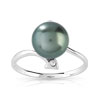 Bague or 375 blanc perle de culture de tahiti et zirconia