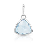 Pendentif or 375 blanc topaze bleue trait&eacute;e