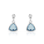 Boucles d&rsquo;oreilles or 375 blanc topaze bleue trait&eacute;e