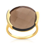 Bague or 375 jaune quartz fum&eacute;
