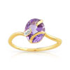 Bague or 375 2 tons améthyste et diamant