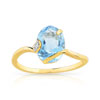 Bague or 375 2 tons topaze bleue traitée et diamant
