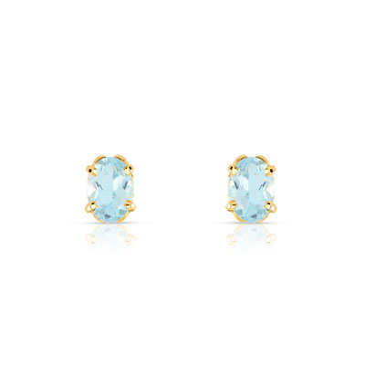 Boucles d'oreilles or 375 jaune topaze bleue traitée