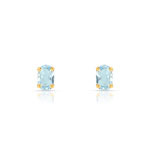 Boucles d&rsquo;oreilles or 375 jaune topaze bleue trait&eacute;e