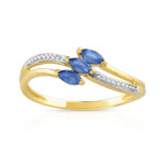 Bague or 375 2 tons saphir