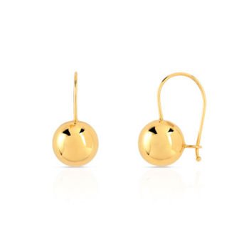 Boucles d'oreilles or 375 jaune pendants boules polies
