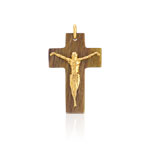 Croix or 375 jaune et bois olivier