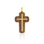 Croix or 375 jaune bois olivier