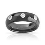 Bague c&eacute;ramique or 375 blanc diamant