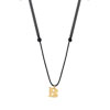 Collier or 375 jaune 1 initiale sur cordon noir