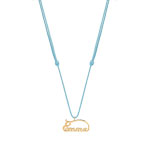 Collier or 375 jaune pr&eacute;nom sur cordon bleu