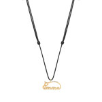 Collier or 375 jaune pr&eacute;nom sur cordon noir